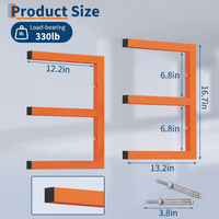 Garvee 3 Tier Timber Storage Rack Heavy Duty Steel Workshop Garage Wood Wall Organiser Orange