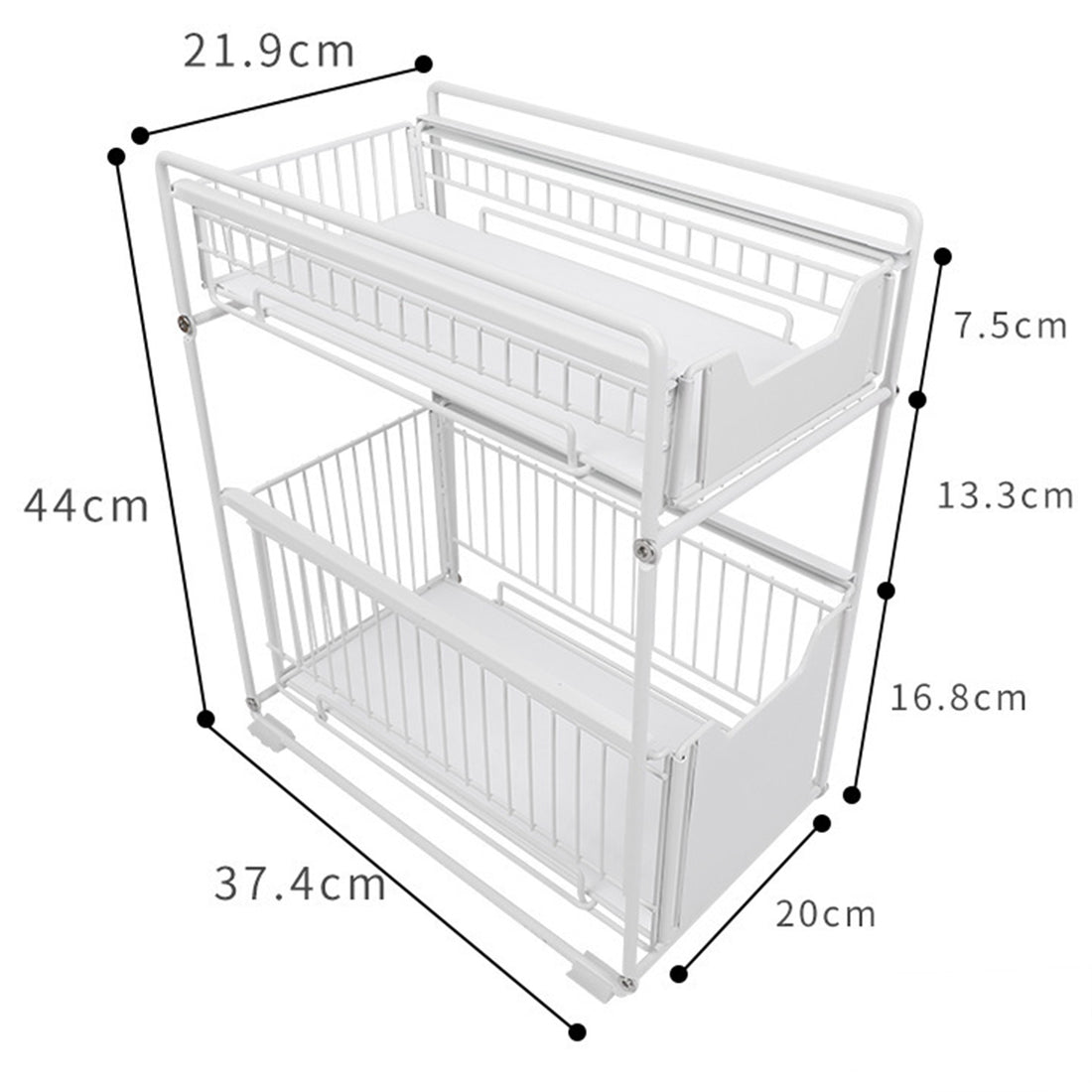 Garvee Pull Out Cabinet Organizer Fixed With Damping Guide Carbon Steel Heavy Duty Slide Out Pantry Shelves, Sliding Drawer Kitchen Shelf For Home Living Room
