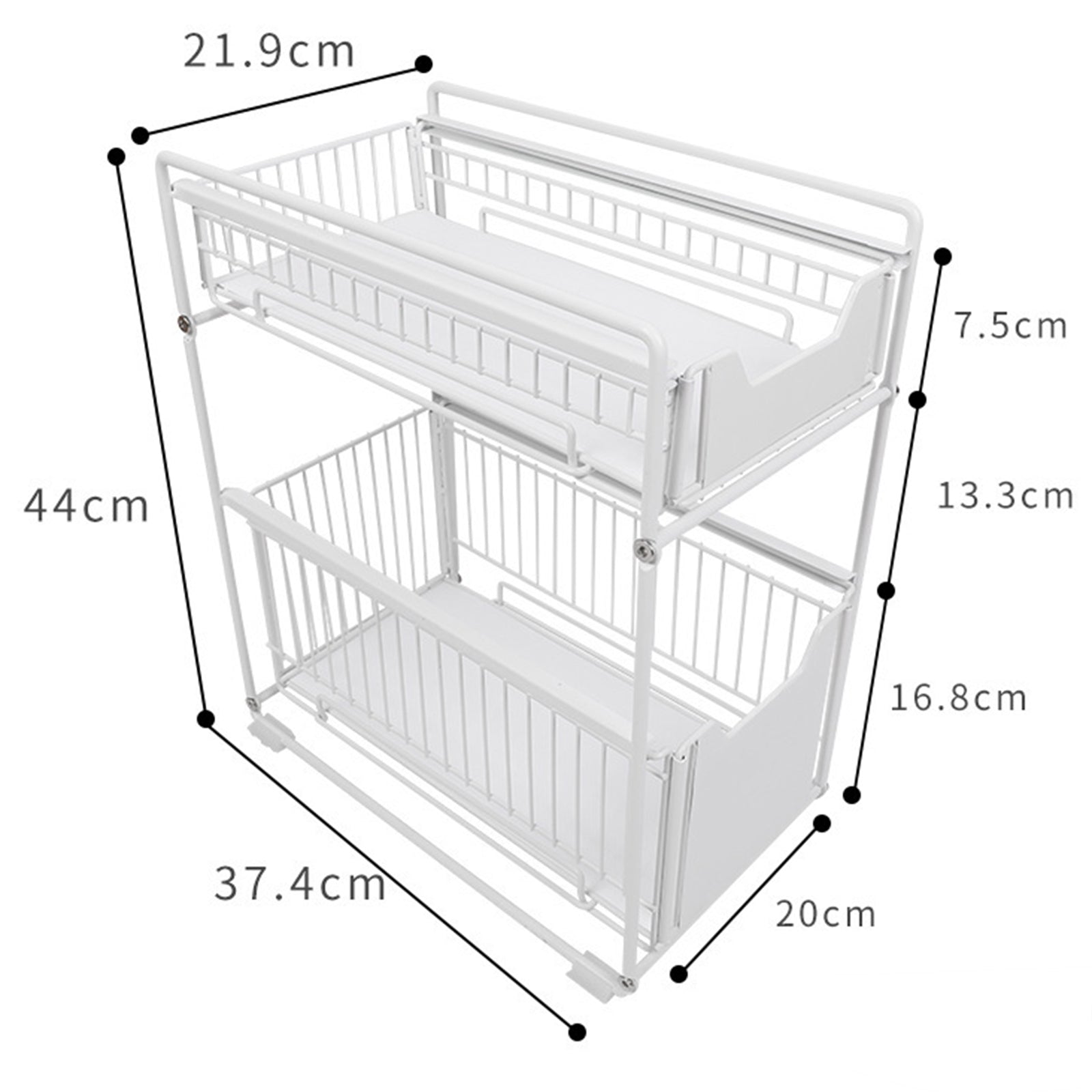 Garvee Pull Out Cabinet Organizer Fixed With Damping Guide Carbon Steel Heavy Duty Slide Out Pantry Shelves, Sliding Drawer Kitchen Shelf For Home Living Room