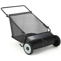 Garvee 26 Inch Manual Lawn Sweeper Large Capacity Leaf and Grass Collector with Adjustable Brush Height for Garden and Driveway Care Black