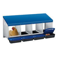 Garvee Chicken Nesting Boxes 4 Hole Metal Wall Mount Roll Away Nest With Removable Trays For Chicken Coop, Durable Galvanized Steel, Ventilated, Easy Egg Collection,Blue