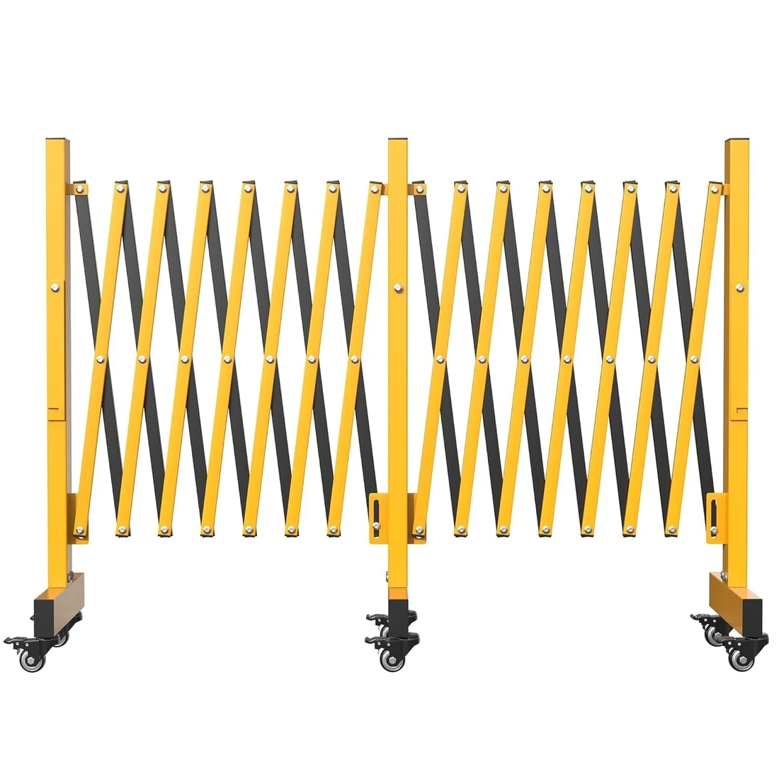 Garvee 5.2m Industrial Metal Expanding Barrier – Retractable Concertina Fence with Castor Wheels – Portable Barricade Gate for Construction Sites & Traffic Control