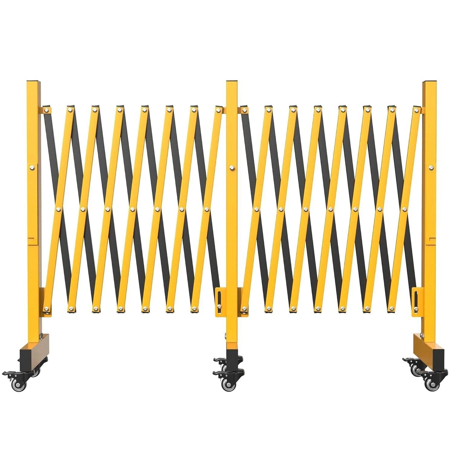 Garvee 5.2m Industrial Metal Expanding Barrier – Retractable Concertina Fence with Castor Wheels – Portable Barricade Gate for Construction Sites & Traffic Control
