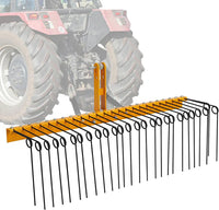 Garvee 60 Inch Tow Behind Pine Straw Rake, Heavy Duty Steel Landscape Rake with 26 Spring Tines, 3 Point Hitch (Cat 0 and Cat 1), for Tractors, Leaves and Grass