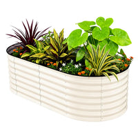 Garvee 183*91*61 cm Galvanized Raised Garden Bed Metal Planter Box Outdoor Gardening Beige Rust-Resistant