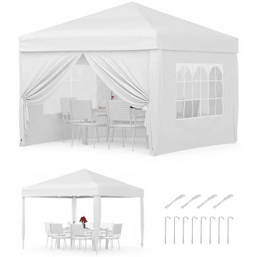 Garvee 3x3m Pop-Up Gazebo with 4 Sidewalls – Heavy-Duty Waterproof Garden Marquee, 420D UV50+ Canopy with Adjustable Height for Outdoor Events