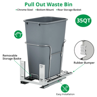 Garvee Pull Out Kitchen Waste Recycling Bin 33.1 L 35.0 qt Capacity with Full Extension Runners for Under Cabinet Cupboard Space Saving