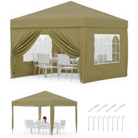 Garvee 3x3m Pop-Up Gazebo with 4 Sidewalls – Heavy-Duty Waterproof Garden Marquee, 420D UV50+ Canopy with Adjustable Height for Outdoor Events
