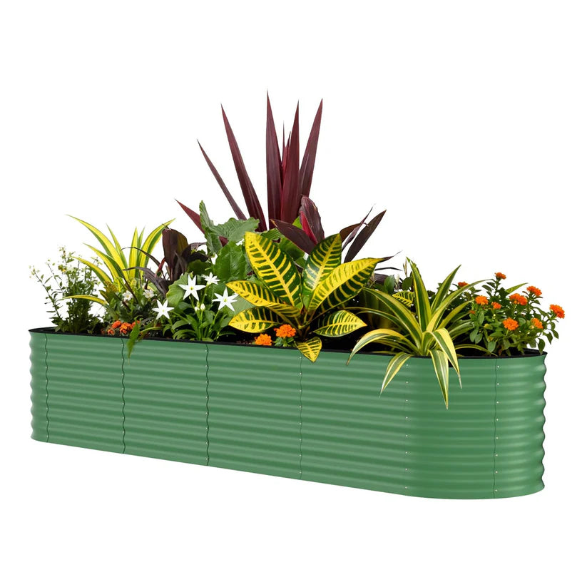 Garvee 244*61*61 cm Galvanized Raised Garden Bed - Rust-Resistant Metal Planter Box for Vegetables, Flowers, Herbs, Green