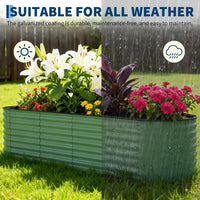 Garvee 244*61*61 cm Galvanized Raised Garden Bed - Rust-Resistant Metal Planter Box for Vegetables, Flowers, Herbs, Green