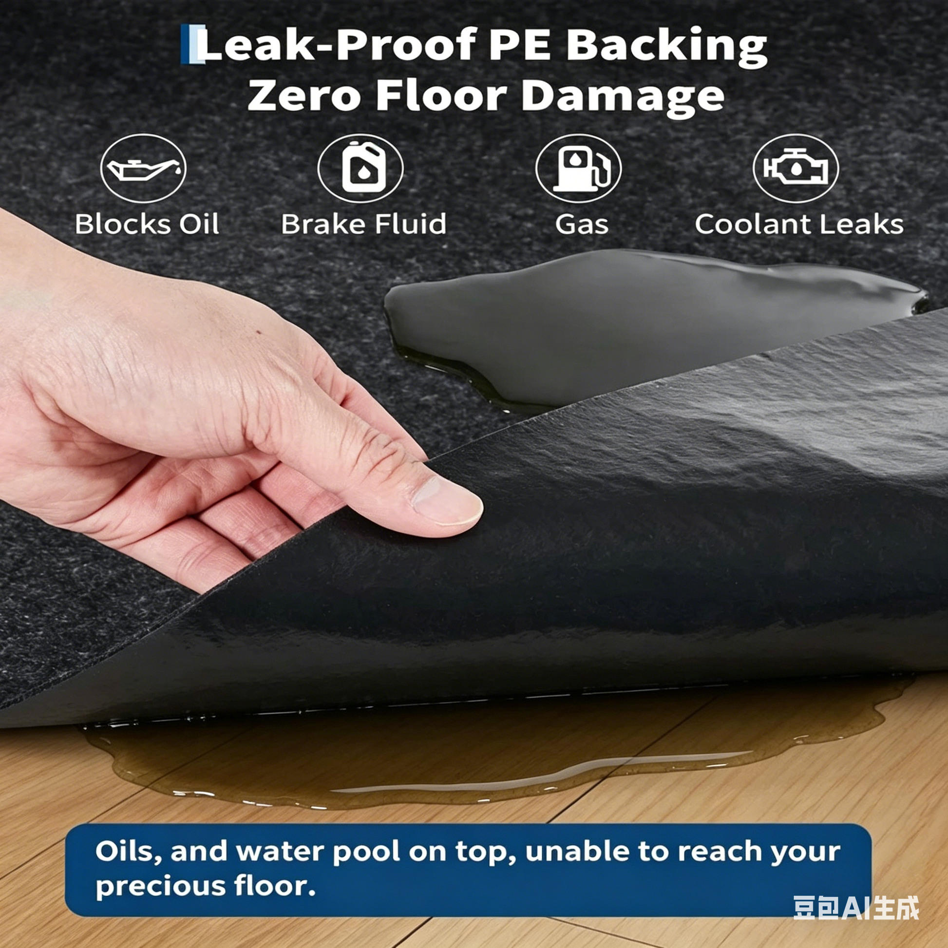 Garvee Car Garage Mat Heavy Duty 7.4x20 ft Waterproof PE Backing Leak-Proof Slip-Resistant Felt Cover for Driveway Black