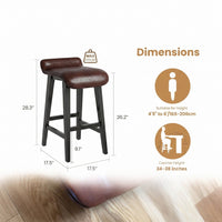 Garvee 66cm(26.2") Counter Height Bar Stools Set of 4 with Upholstered Low Back and Footrest, Wood Legs, Modern Kitchen and Dining Room, Dark Brown