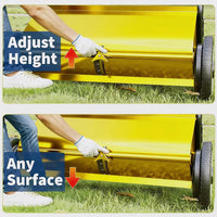 Garvee Push Lawn Sweeper 21-Inch Width 4-Brush System Yard Garden Cleanup Yellow Heavy Duty Steel Frame