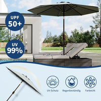 Garvee Grey Outdoor Garden Parasol UV Resistant Sun Shade Umbrella with Crank Handle and Adjustable Tilt for Outdoor Patio
