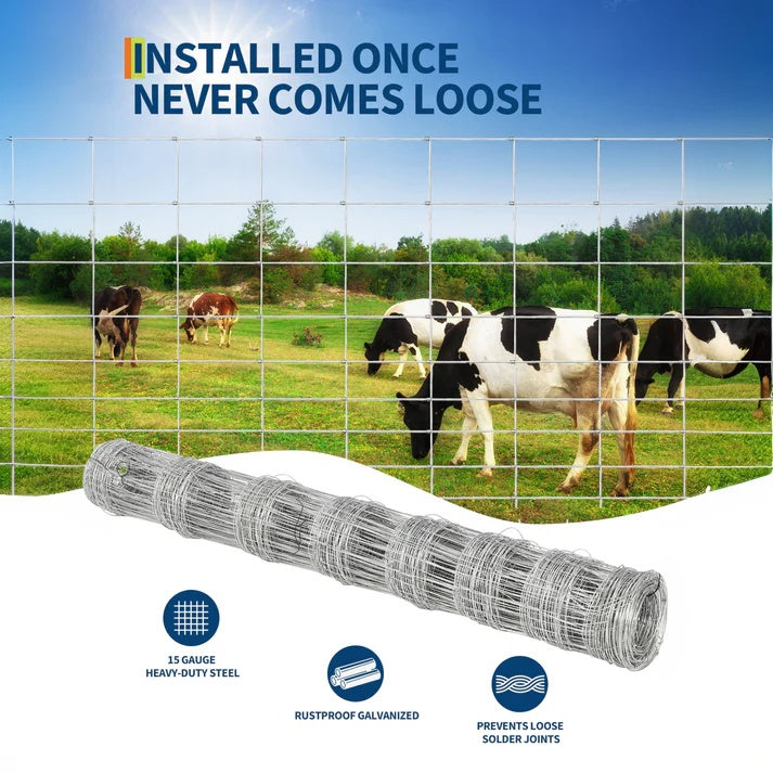 Garvee Cattle Fence Heavy Duty Galvanized Wire Fencing for Hog Goat Sheep Deer Yard Protection 1.5m-49.7m Durable Chain Link Fence