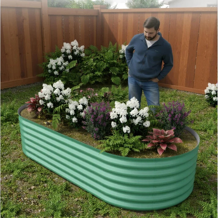 Garvee 244*122*46 cm Galvanized Raised Garden Bed - Rust-Resistant Metal Planter Box for Vegetables, Flowers, Herbs, Green
