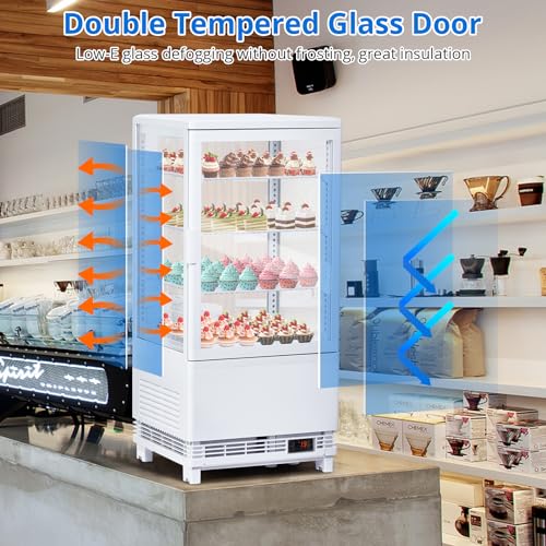 Garvee Commercial Display Refrigerator Glass Door Beverage Cooler CL-78-1 Energy Class B Drinks Fridge White 425mm Wide