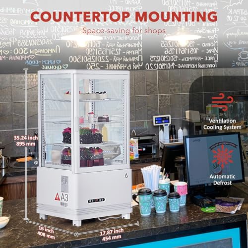Garvee Commercial Countertop Display Refrigerator 4-Sided Glass Cake Showcase CL-78-1 Energy Class B White 425mm Wide