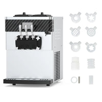 Garvee 2200W Commercial Soft Serve Ice Cream Machine, 8Gal/H High Output, 3-Flavor Mix & Auto-Clean for Cafes (14L Tank, Pre-Chill, 304 Steel)