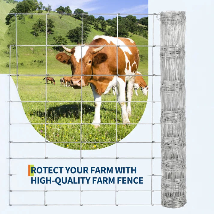 Garvee Cattle Fence Heavy Duty Galvanized Wire Fencing for Hog Goat Sheep Deer Yard Protection 1.5m-49.7m Durable Chain Link Fence