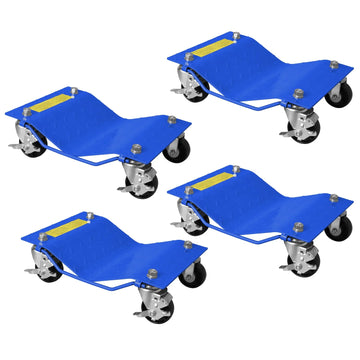 Garvee Blue Set of 4 Heavy Duty Car Wheel Dollies 2720 kg Capacity Wheel Skates for Garage Moving Cars Motorbikes and Vans