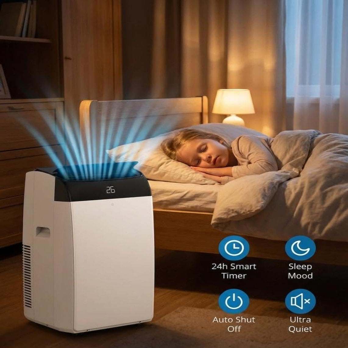 Garvee 10000 BTU Portable Air Conditioner 4-in-1 Cooling Heating Dehumidifier and Fan Unit 39.6x46x86.5 cm White