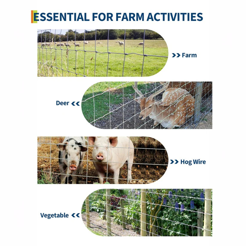 Garvee Cattle Fence Heavy Duty Galvanized Wire Fencing for Hog Goat Sheep Deer Yard Protection 1.5m-49.7m Durable Chain Link Fence