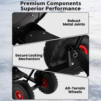 Garvee 36 Inch Snow Pusher with Wheels Heavy Duty Rolling Snow Shovel Adjustable Metal Blade for Driveway and Pavement