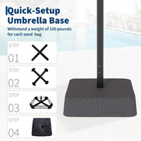Garvee Grey Premium 450cm Oversized Patio Umbrella with Heavy Duty Base Large Garden Sun Shading Parasol Windproof Crank Market Umbrella for Outdoor Deck Pool