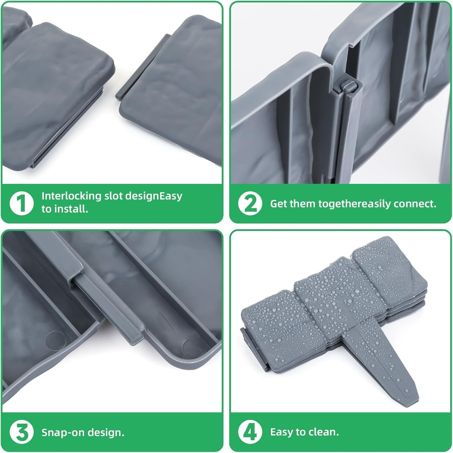 Garvee 10pcs Garden Landscape Edging Border Grey Plastic Interlocking Picket Fence Decorative Flower Bed Path Edging for Outdoor Lawn and Patio