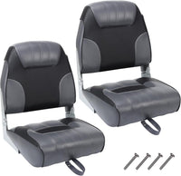 Garvee 2 Pack Folding High Back Boat Seats + Thickened Sponge Padding + Stainless Steel Screws + Waterproof PVC + Aluminum Hinges + 5" x 5" Bolt Hole Pattern + Fishing, Sightseeing