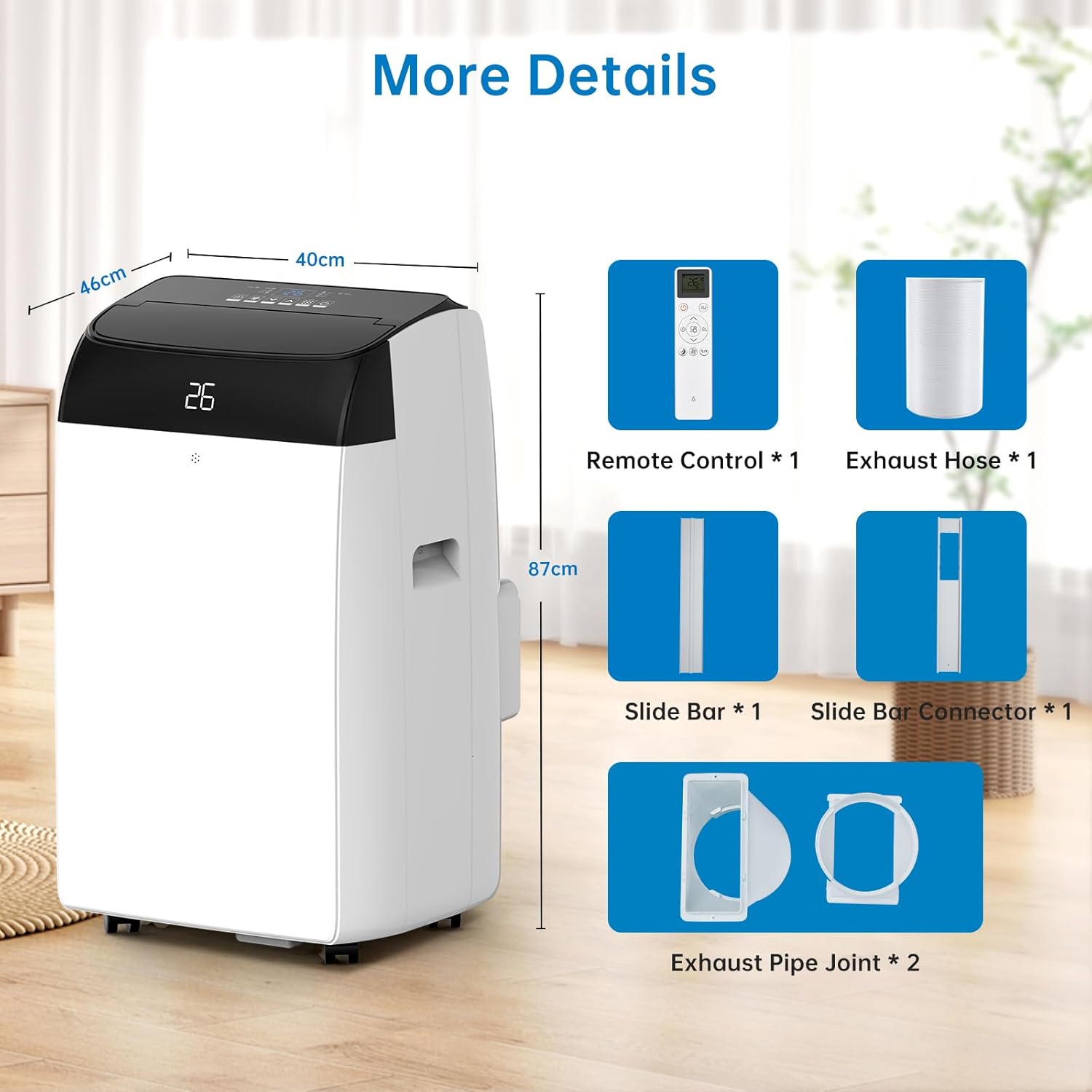 Garvee 10000 BTU Portable Air Conditioner 4-in-1 Cooling Heating Dehumidifier and Fan Unit 39.6x46x86.5 cm White
