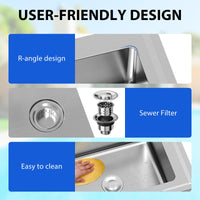 Garvee Silver Stainless Steel Freestanding Single Bowl Utility Sink 71 x 51 x 86 cm Commercial Catering Kitchen Basin with 360 Degree Swivel Tap and Adjustable Legs