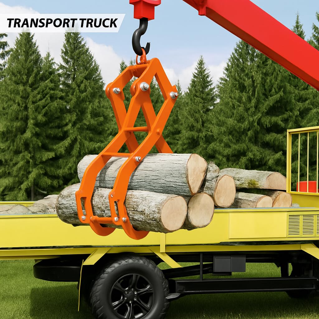 Garvee 91cm Log Tongs, 4 Claw Heavy Duty 1.5 Ton Log Grabber for Tractors, Forklifts & ATVs - High Visibility Skidding Tongs, Orange