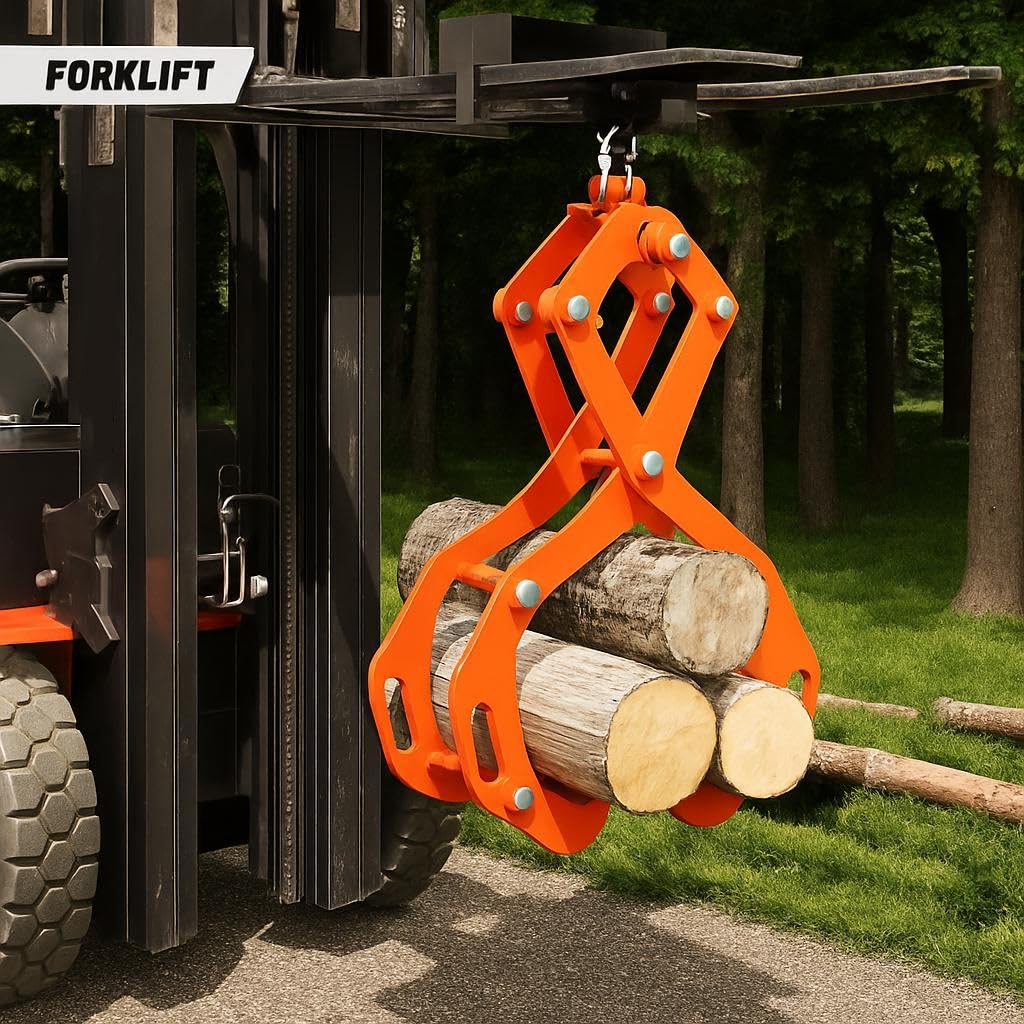 Garvee 91cm Log Tongs, 4 Claw Heavy Duty 1.5 Ton Log Grabber for Tractors, Forklifts & ATVs - High Visibility Skidding Tongs, Orange