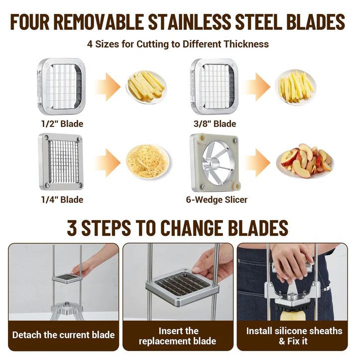 Garvee Vegetable Fruit Slicer 14 Inch Stainless Steel Commercial Manual Slicer for Kitchen Silver