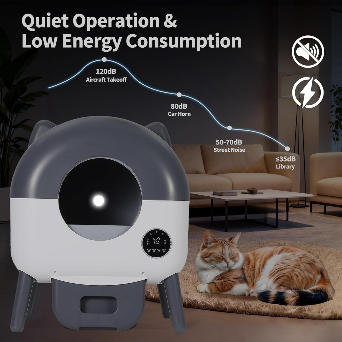 GARVEE Self Cleaning Cat Litter Tray, 76L Extra Large Automatic Litter Tray for Multi-Cats with App Control, Odour Freshener & Washable Box Keep Cat Litter Ever Clean