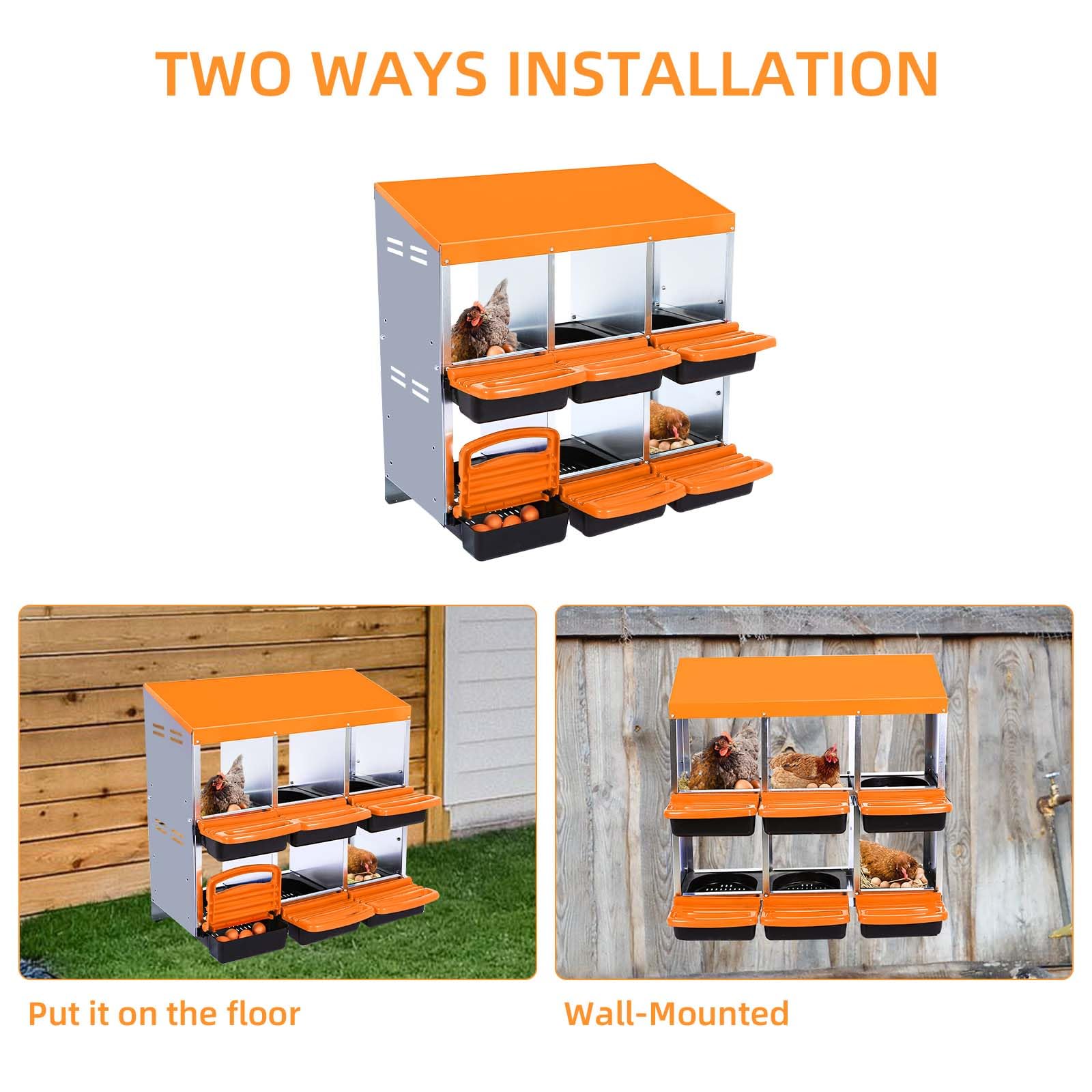 GARVEE 6 Hole Roll Away Chicken Nesting Box Galvanised Steel Hen Laying System for Poultry Coops