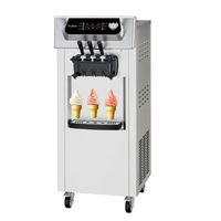 Garvee Commercial Soft Ice Cream Machine 3 Flavours Clean LED Panel Perfect for Restaurants Snack Bars Supermarkets 2200W Silver Freestanding (Without Pre-Chill)