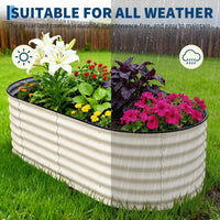 Garvee 183*91*61 cm Galvanized Raised Garden Bed Metal Planter Box Outdoor Gardening Beige Rust-Resistant