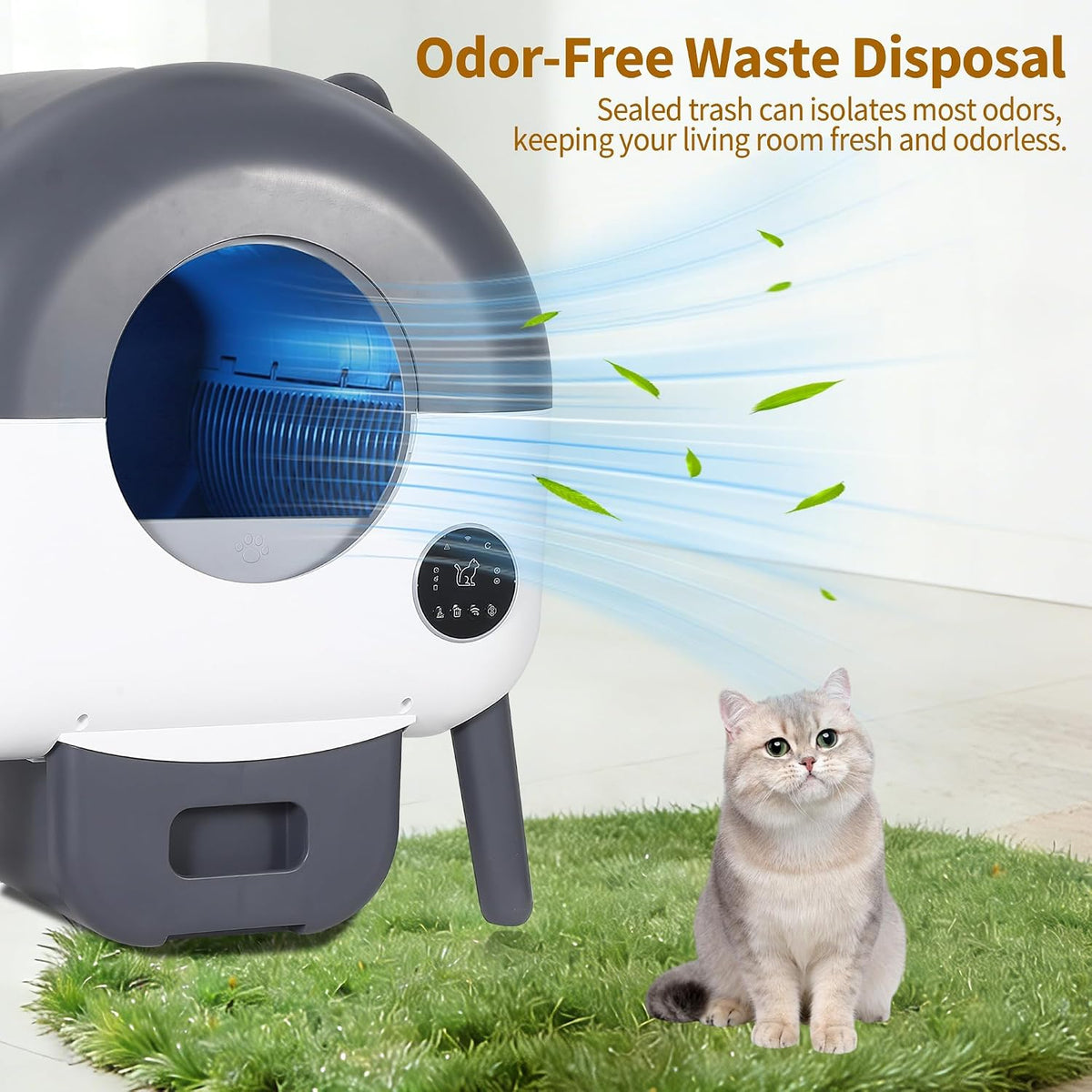 GARVEE Self Cleaning Cat Litter Tray, 76L Extra Large Automatic Litter Tray for Multi-Cats with App Control, Odour Freshener & Washable Box Keep Cat Litter Ever Clean