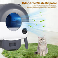GARVEE Self Cleaning Cat Litter Tray, 76L Extra Large Automatic Litter Tray for Multi-Cats with App Control, Odour Freshener & Washable Box Keep Cat Litter Ever Clean