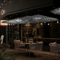 Garvee Grey Premium 450cm Oversized Patio Umbrella with Heavy Duty Base Large Garden Sun Shading Parasol Windproof Crank Market Umbrella for Outdoor Deck Pool