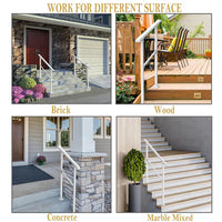 GARVEE White Outdoor Handrail for 3 Steps, Heavy Duty Metal Stair Railing with Installation Kit for Porch, Concrete or Wooden Steps, 95 x 21.7 x 9.5 cm