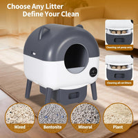 GARVEE Self Cleaning Cat Litter Tray, 76L Extra Large Automatic Litter Tray for Multi-Cats with App Control, Odour Freshener & Washable Box Keep Cat Litter Ever Clean
