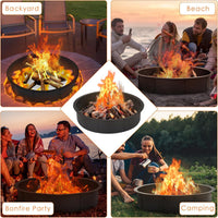 Garvee 48-Inch Smokeless Fire Pit Ring, Easy Install Iron Panels, Rust-Proof Painted Steel, Freestanding or In-Ground Use, Outdoor Camping