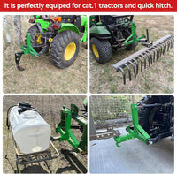Garvee Green 3-Point Hitch Receiver Category 1 Heavy-Duty Tractor Attachment with 5 cm Trailer Hitch Receiver for Compact and Sub-Compact Tractors