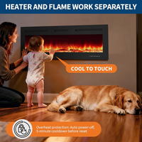 Garvee 60 Inch Electric Fireplace Recessed Media Wall Fire with Remote Control Adjustable LED Flame Colours and Heater Black Glass