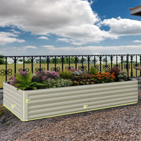 Garvee 180x90x60cm Galvanised Raised Garden Bed – Extra Deep Metal Planter Box for Veg, Herbs & Flowers – Rust-Resistant Beige