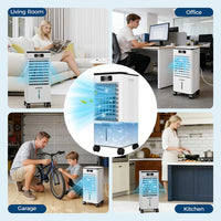 Garvee Evaporative Cooler, 7L (1.54Gal) Portable Air Conditioner Fan with TOUCH SCREEN & Remote Control, 3 Speeds & LED Display, Casters Included, 65W, UK Plug for Bedroom, Office, Home